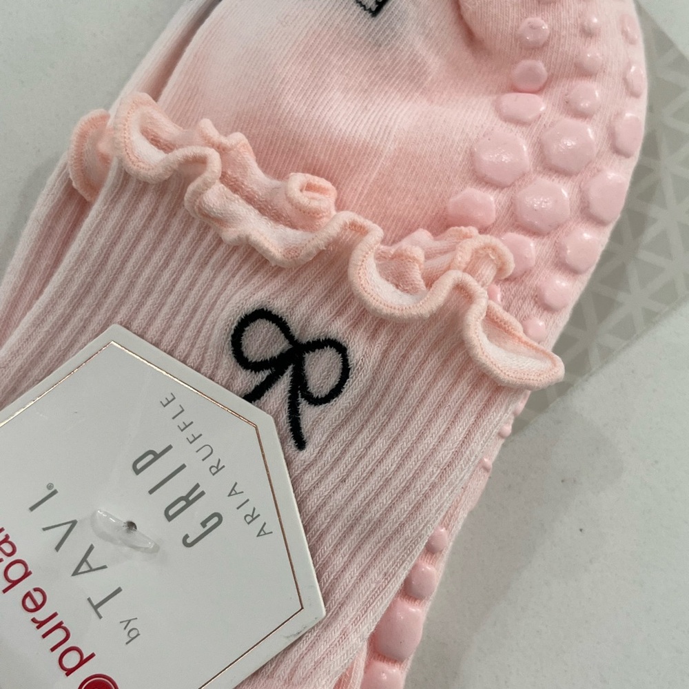 Pure Barre Sticky Socks - Baby Pink Bow - Picture 2 of 2